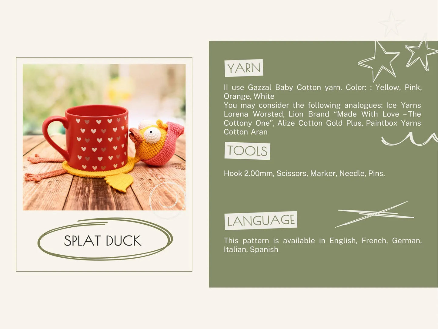 Funny Animal Crochet Coaster Pattern Set β Pig Chef, Duck & Lizard PDF Amigurumi Tutorial
