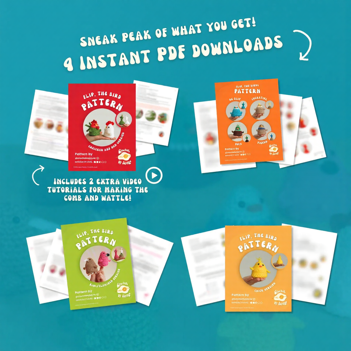 9-in-1 Reversible Bird Crochet Pattern Bundle (PDF) – Funny Amigurumi Birds