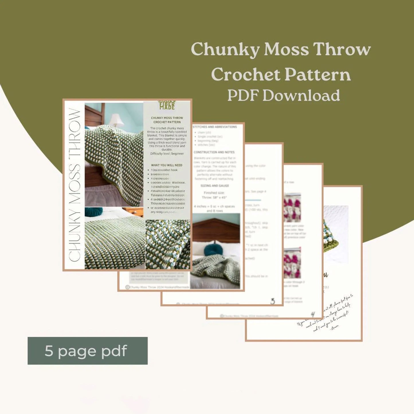 CROCHET PATTERN & Photo tutorial / Modern Crochet Blanket / The Chunky Waves Throw / Easy Crochet Afghan/ PDF Download