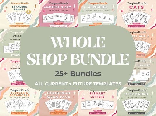 Wire Art Template Bundle | Knitted Wire + Wire Wrap + Tricotin I-Cord Patterns | Flower & Wire Name Templates