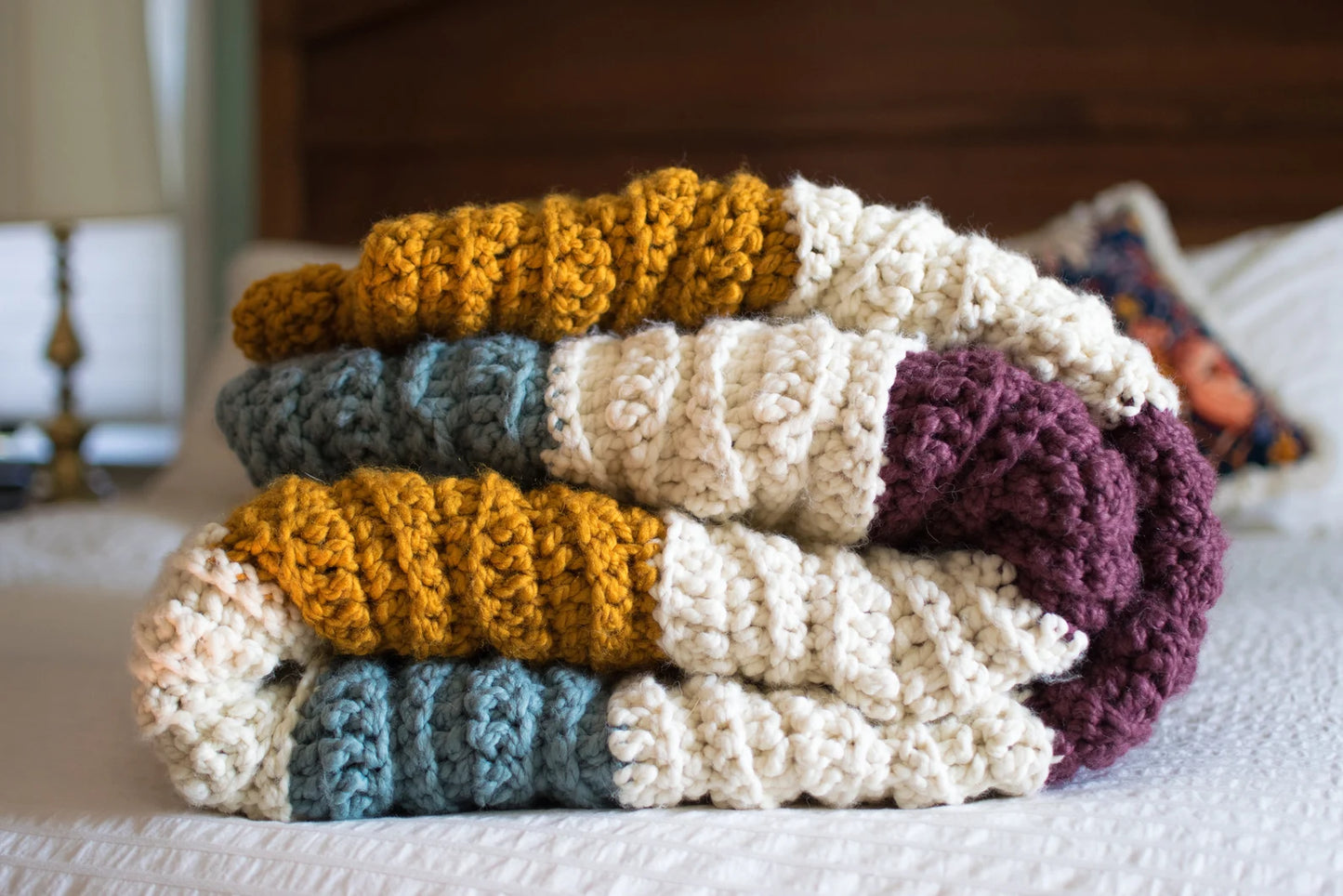 CROCHET PATTERN & Photo tutorial / Modern Crochet Blanket / The Chunky Waves Throw / Easy Crochet Afghan/ PDF Download