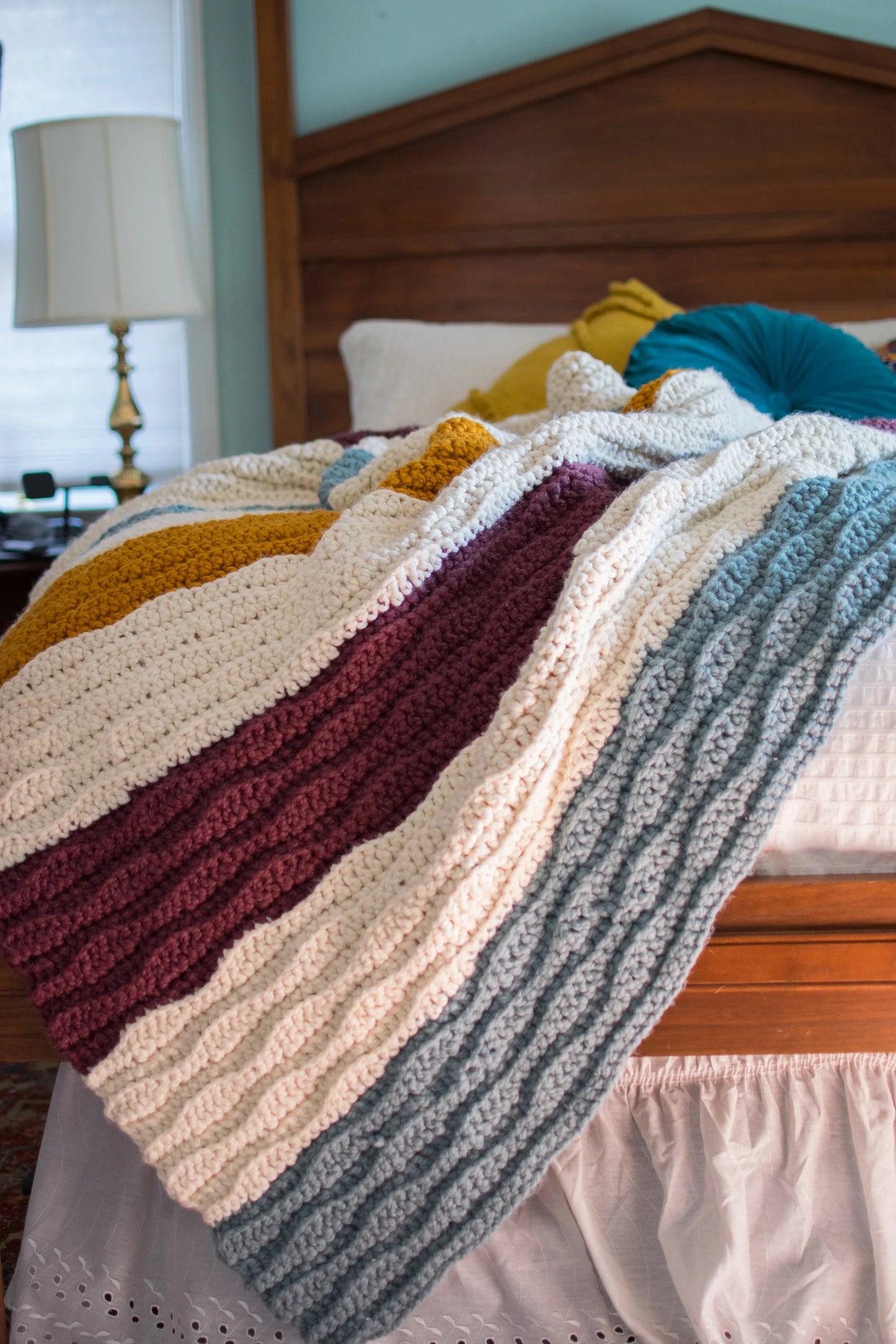 CROCHET PATTERN & Photo tutorial / Modern Crochet Blanket / The Chunky Waves Throw / Easy Crochet Afghan/ PDF Download