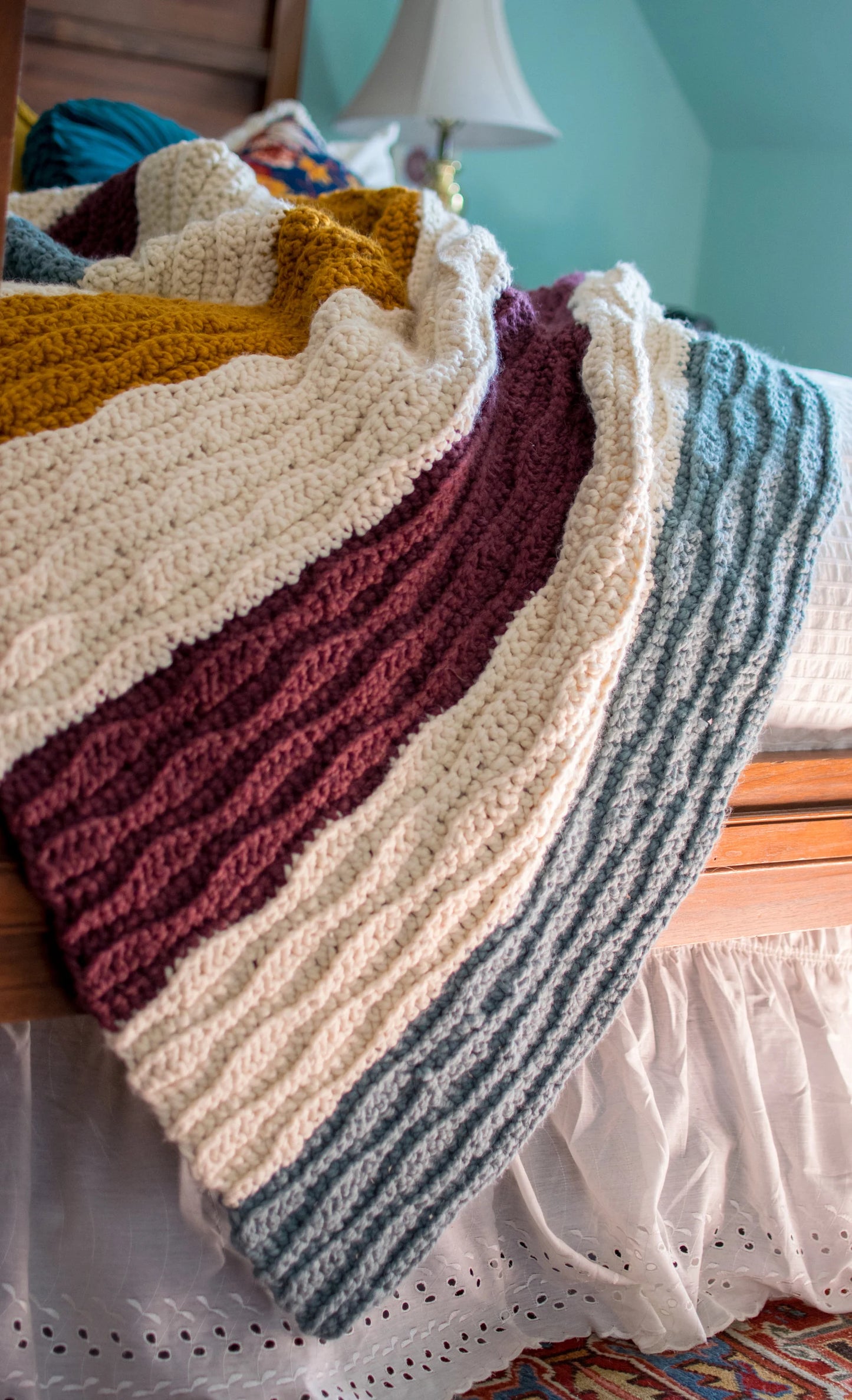 CROCHET PATTERN & Photo tutorial / Modern Crochet Blanket / The Chunky Waves Throw / Easy Crochet Afghan/ PDF Download